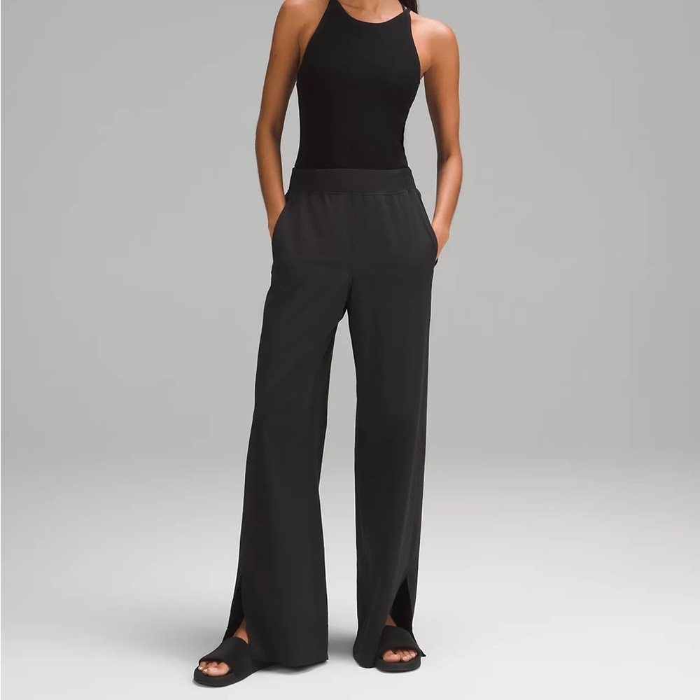 Lululemon Stretch Woven High-Rise Wide-leg Pants, Size L, Color black
